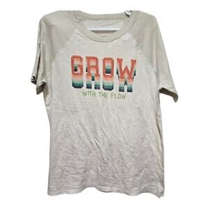 Aerie tee women's size small cream orange oversized soft graphic tee